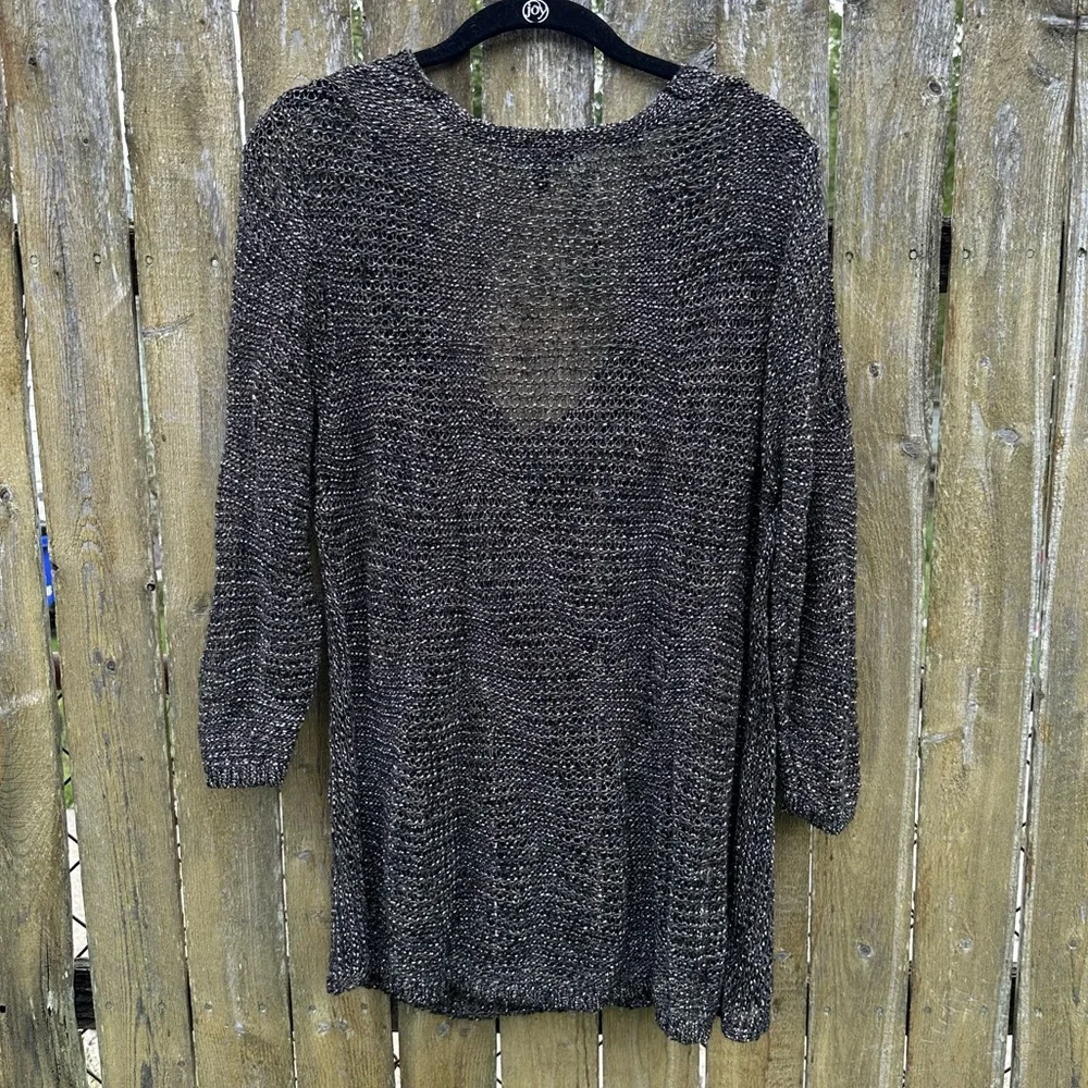 Eileen Fisher Italian Yarn Linen Blend Charcoal Cowl Neck Sweater size L - Picture 11 of 11